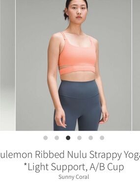 NWT Lululemon Ribbed Nulu Strappy Yoga Longline Bra Tank Sunny Coral A/B Sz 8